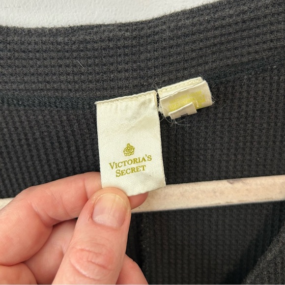 Vintage Victoria's Secret Charcoal Black Waffle Knit Button Down Jumpsuit Small - Picture 3 of 6